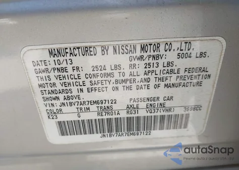 2014 Infiniti Q50 Sport из США, поврежденный, VIN JN1BV7AR7EM697122